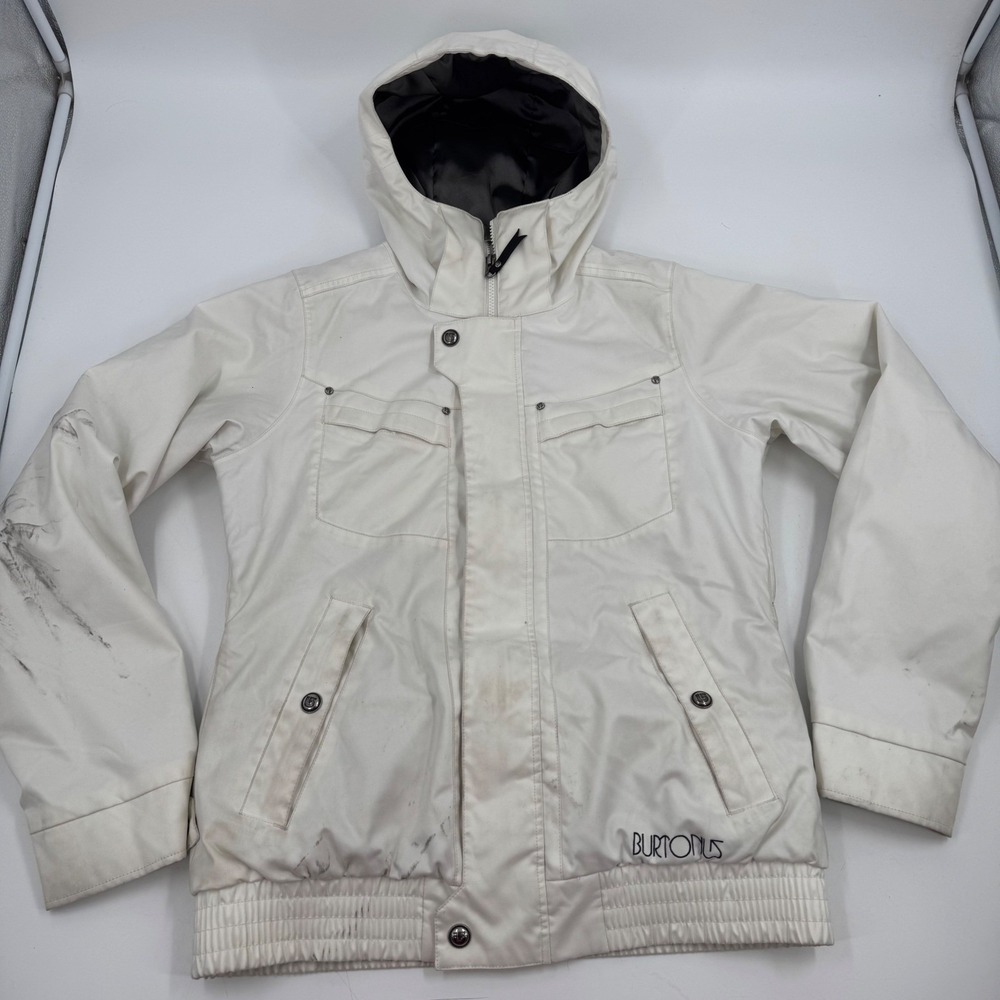Burton Snowboard Ski Jacket White Hooded Insulated Water Resistant Womens Large‎